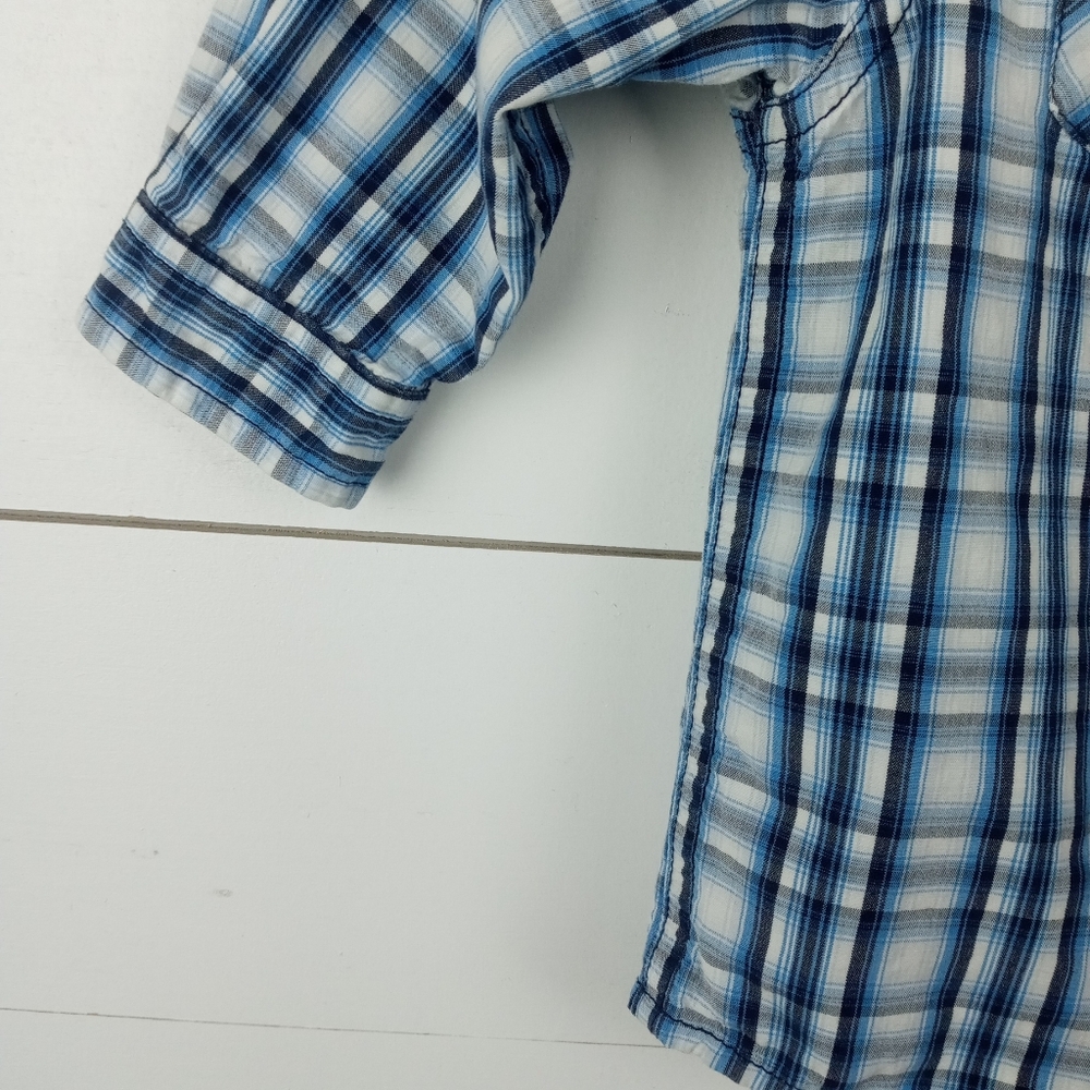Baby Gap boys size 6-12 mos plaid pearl snap western top collared, full button - Picture 3 of 7